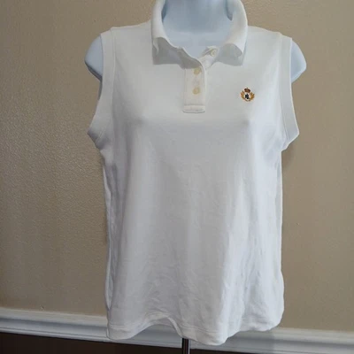 Polo Lauren Ralph Lauren Petite para mujer PL blanco sin mangas bordado preppy  Foto 1 de 4