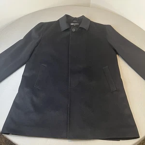 Bachrach Coat Mens Large Black 100% Wool Cashmere Blend Overcoat Jacket - Picture 1 of 14