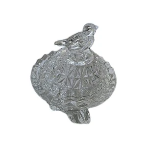 Kristall Bleikristall Deko Schale Deckel Vogel Dekor Red Bird in White Hofbauer - Bild 1 von 3