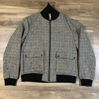 Oliver Spencer Houndstooth Check Wool Bermondsey Bomber Jacket - Image 1 of 4
