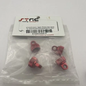 STRC ST3767R Aluminum Upper Shock Caps (4) Red : Slash/Ruster/Stampede/Bandit - Picture 1 of 2