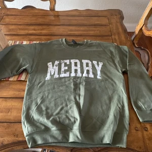 Unisex Fleece Lined Sweatshirt. New, Size M Medium, Green, Christmas - Picture 1 of 4