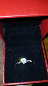 Women's round Cut Ring Solitaire White Zircon Stone Halo Gemstone Adjustable Sz - Picture 1 of 4