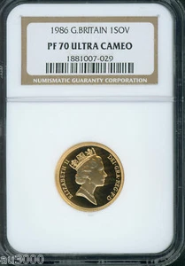 1986 GREAT BRITAIN FULL GOLD SOVEREIGN GOLD COIN NGC PF70 PR70 !! - Picture 1 of 2