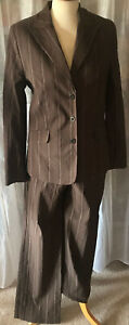 Canda By C&A Top Stylisher 2 Piece Ladies Pants Suit Size 38 Braun Striped