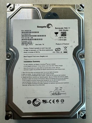 SEAGATE ST31500341AS 9JU138-336 1.5TB Firmware CC1H Date Code 10012 SATA 3.5" - Image 1 of 4