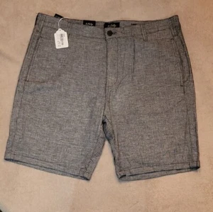 Mens 34 Heritage Shorts Size 40 Grey Linen Nevada Flat Front Pockets Chino NEW - Picture 1 of 15
