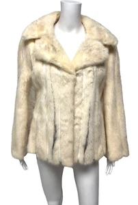 Vintage The Hecht Company Nerz Ledermantel Ivory Kragen Gr. M/L - Bild 1 von 17