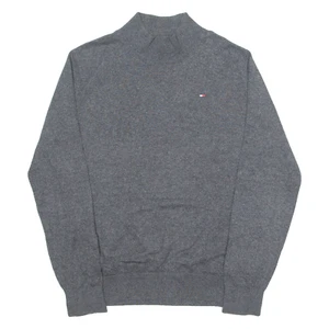 TOMMY HILFIGER Niño Jersey Gris Cuello Alto Tejido Apretado 14-15Y - Imagen 1 de 6