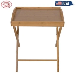 Table Dining Breakfast Wood Furniture Portable Bamboo Tea Food Folding Desk Camp - Picture 1 of 6