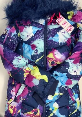 New Justice Girls Puffer Jacket with Faux Fur Lined Sherpa Hood M 10 - Image 1 of 4
