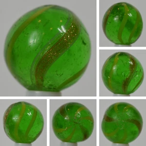 Handmade Banded Lutz Marble, Mint Green Glass 3/4 in, Near Mint, Polished, S1287 - Picture 1 of 13
