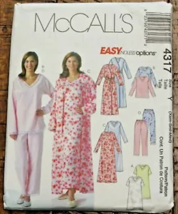 McCall's 4317 Misses Nightgown Robe Pajamas-Pants Top Sewing Pattern XS-S-M 4-14 - Picture 1 of 2
