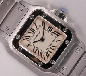 Cartier Lady Santos Galbee 1565 Stainless Steel 23mm Watch-Roman Numeral Dial - Picture 1 of 7