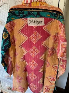 Jaded Gypsy Sunrise Kantha Top NWT O/S 100% Cotton *Gorgeous Colors* India - Picture 1 of 15