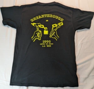 VTG Jerzees T Shirt Mens L 42-44 Black 1990 Back Graphic Made In USA - Picture 1 of 9