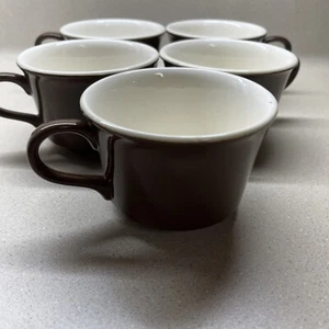 Tazas de café de cerámica marrón cerámica de los años 60 EE. UU., juego de 5. Usado en excelente estado. - Imagen 1 de 3