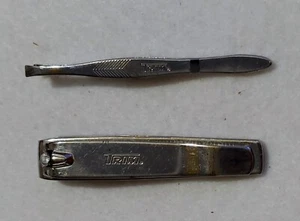 VTG - TRIM - 3 in Fingernail Clippers and Tweezers - Set of 2 as shown - steel - Picture 1 of 9