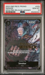 PSA 10 Gem Mint Smoker P-025 Pre-Release Winner Promo English One Piece Card - Picture 1 of 2