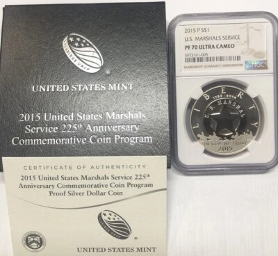 2015 US MARSHALS Silver $1 NGC PF70💥FLAWLESS QUALITY💥 - Image 1 of 4