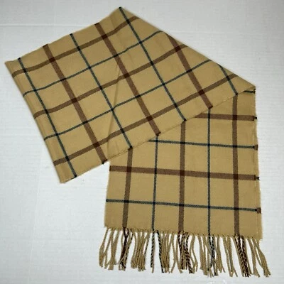 "Bufanda a cuadros D&Y más suave que la cachemira marrón beige gris flecos 12""X70"" acrílico" Foto 1 de 4