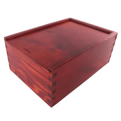 Hand-Stained Wooden Sliding Lid Box Crafts Arts Keepsakes Organiser|Mahogany - Image 1 of 4