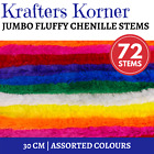 72 X Thick Pipe Cleaner Fluffy Chenille Stems 28Cm | Assorted Colours Kids Craft