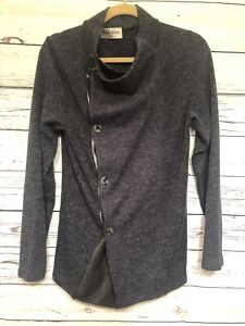 TheLees Mens Button Front Cardigan Top Sz M Blue Black Long Sleeve Sweater 
