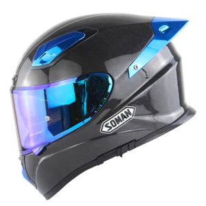 Carbon Fiber Motorcycle Flip Up Helmet Full Face Helmets Lightweight DOT - Picture 1 of 19