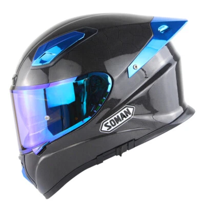 Carbon Fiber Motorcycle Flip Up Helmet Full Face Helmets Lightweight DOT - Image 1 of 4