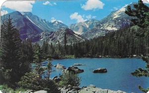 Vintage Colorado Chrome Postcard Bear Lake Long's Peak Rocky Mountain Park - Picture 1 of 2