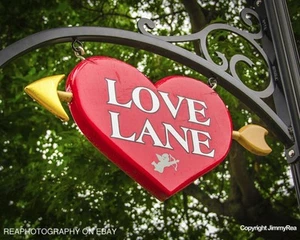 Love lane,love sign photo, cupid photograph, romance heart picture, rustic wall - Picture 1 of 1