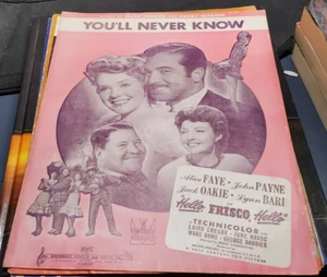 You'll Never Know - 1943 sheet music - piano vocal guitar chords - Picture 1 of 4