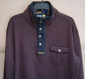 NWT $125 POLO RALPH LAUREN Mens L PATINA FRENCH TERRY MOCK JACKET Brown 0487076 - Picture 1 of 3