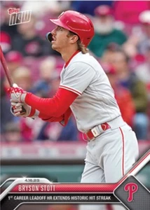 Bryson Stott 2023 MLB TOPPS NOW #135 - Leadoff HR estende la striscia di successi - Foto 1 di 2