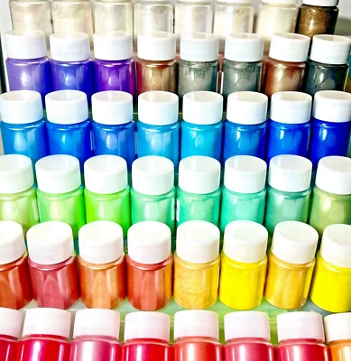 ChiPigments® *Set of 48* Mica Powder in a Convenient Zipped Case & Mixing Tools - Image 1 of 4