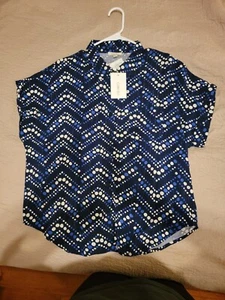 Como Blue Top Blouse Size M Blue Light Weight Women Large - Picture 1 of 5