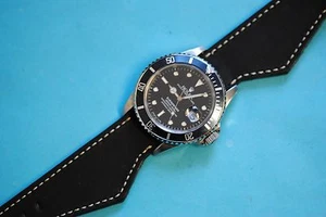 Watch Band Slightly Special for Your Extra Form And Soft Leather 20mm Black - Picture 1 of 4