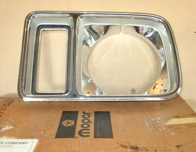 Mopar 3781023 left headlight bezel NOS 1975 1976 1977 Plymouth Gran Fury OEM - Image 1 of 3