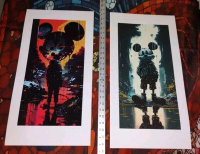 Chris Boyle edición limitada Mickey Mouse arte X2 firmado fuera de existencia giclee/50 Dismaland Explorer Foto 1 de 4