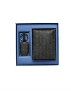 Armani Jeans Leather Bifold Wallet with Key-Fob/Key Ring Gift Set in G/Box $195 - Picture 1 of 5