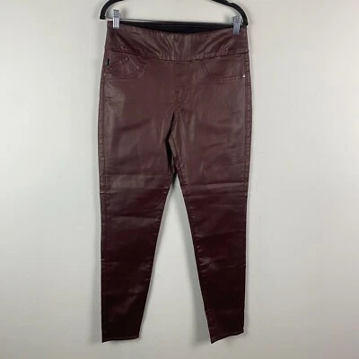 Rock & Republic Denim Rx Fever Pull On Faux Leather Pants Size 12 Burgundy - Image 1 of 4