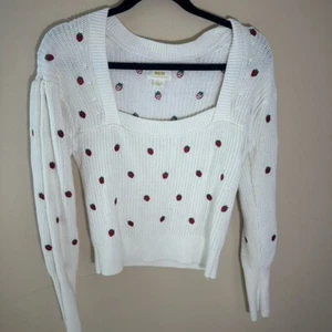 Maeve by Anthropologie Embroidered Strawberry Novelty Sweater in size small - Picture 1 of 6