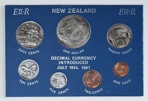 1970 New Zealand Decimal Currency 7-Coin Uncirculated Set in Acrylic Holder - Picture 1 of 4