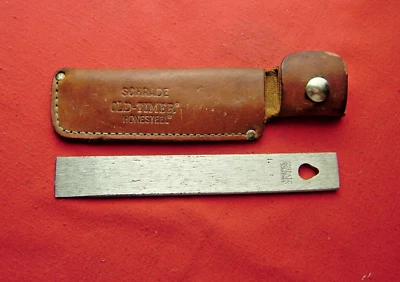 Funda de cuero con extremo de cincel de acero afilado HS-1 vintage Schrade Old-Timer 7 1/2" COMO NUEVA Foto 1 de 4