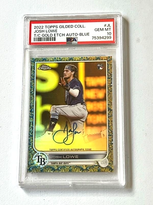 2022 Topps Chrome Blue Refractor Josh Lowe RC Gold Etch Auto #30/50 PSA 10! - Image 1 of 2