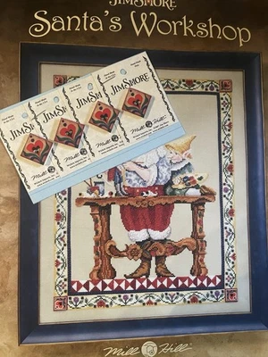 Mill Hill ceramic buttons set with Jim Shore Santa's Workshop Pattern - Image 1 of 4