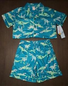 NEW BOYS CAT & JACK DINOSAUR FLANNEL PAJAMA SHORTS SET SIZE XL 14 - Picture 1 of 2