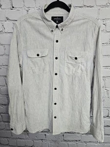 Freenote Cloth Scout Shirt Mens M White Striped Minimalist Linen Button Up Prep - Picture 1 of 12