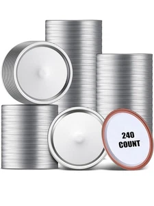 Nuogo 240 Pcs Wide Mouth Mason Jar Canning Lids with Silicone Sealing Ring - Picture 1 of 6